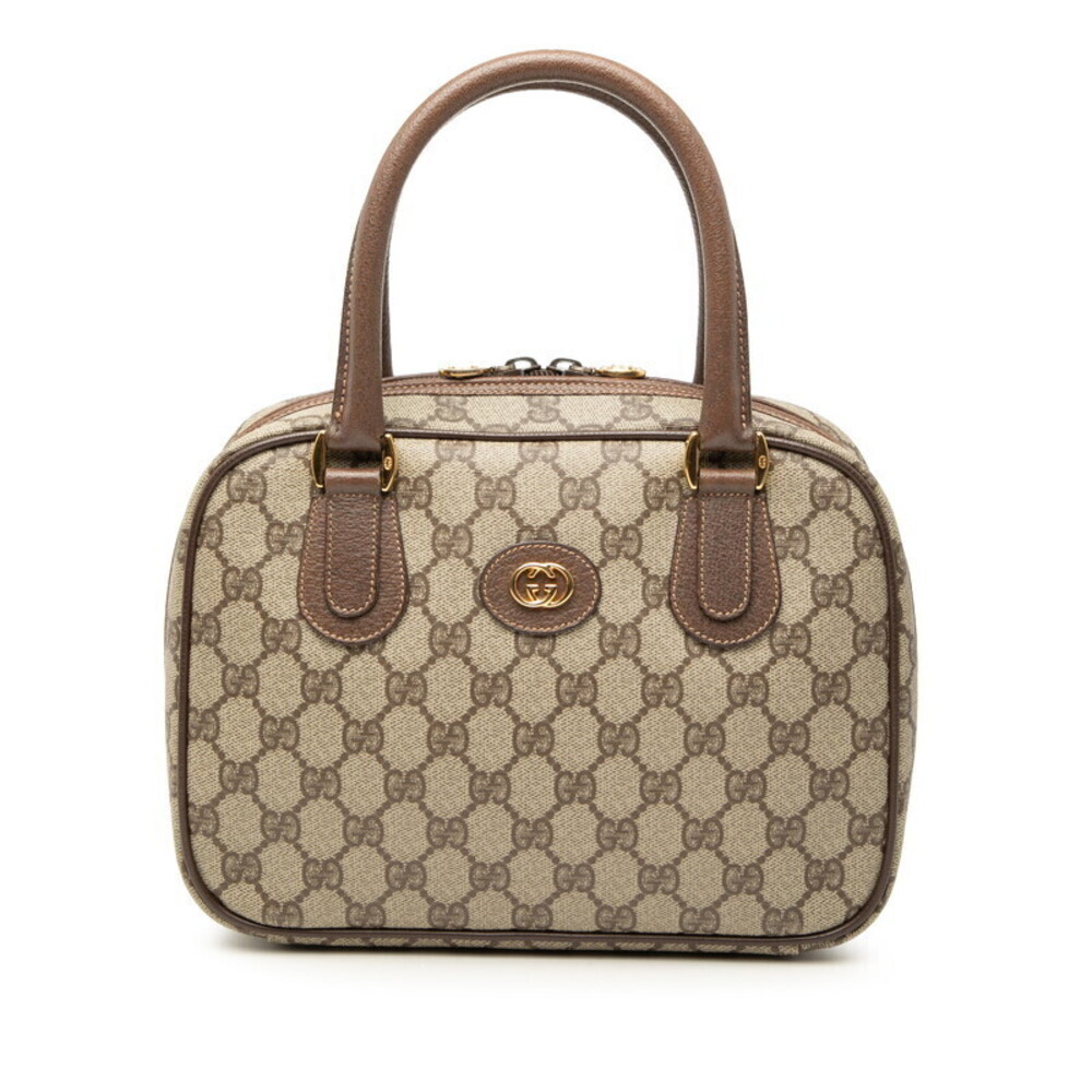 Gucci GG Plus Supreme Handbag Beige Leather